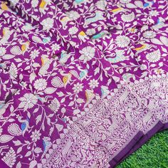 Handwoven Purple Pure Katan Silk Banarasi Shikargah Fabric - Khinkhwab Handloom Jamawar Blouse Piece For Puja, Bollywood Style Handloom Jamawar Blouse Piece, Bollywood Style Jamawar Handloom Blouse Piece, Multicolor Woven Motifs Blouse Piece For Diwali, Diwali Multicolor Blouse Piece With Woven Motifs, Multicolor Diwali Blouse Piece With Woven Motifs, Traditional Purple Blouse Piece With Traditional Drape, Traditional Purple Blouse Piece With Dupatta, Multicolor Woven Motifs Kurta For Festivals