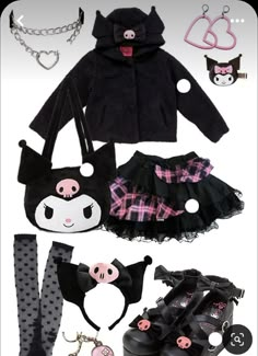 Kuromi Clothes, Kawaii Outfit Ideas, Vintage Upcycle, Kitty Clothes, Hello Kitty Clothes