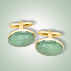 Elegant and sleek, a timeless set of oval shaped cufflinks made by hand by Guatemalan artisans. Mint Green Jade (15x12mm cabochons) 14 KT Gold Available in different Jade colors, on request Elegant Green Cufflinks For Formal Occasions, Elegant Oval Cufflinks For Business, Luxury Oval Cufflinks For Formal Occasions, Classic Oval Cufflinks For Business, Classic Yellow Gold Cabochons As A Gift, Classic Yellow Gold Cabochons For Formal Occasions, Classic Yellow Gold Cabochons For Gifts, Elegant Oval Cufflinks For Formal Occasions, Formal Oval Cabochon Jewelry