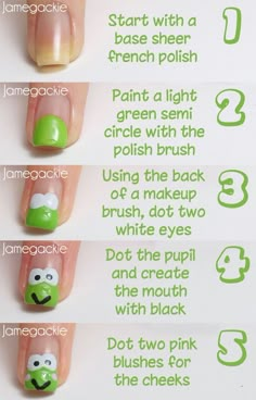 11 Cute Nail Tutorials You Won’t Miss - Pretty Designs Nail Designs Tutorial, Cute Nail Art Designs, Nail Tutorial, Animal Nails, Nails For Kids, 캐릭터 드로잉