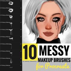 ✨NEW SHOP ALERT - etsy.com/uk/shop/TheKiwiIllustrations - Aesthetic Procreate Brushes!✨ ✨10% off when you buy 3 items - code "PLUS3" 15% off when you buy 5 items - code "PLUS5"✨ 10 Messy Makeup Brushes for Procreate Easy and fast, add a makeup to any drawing.  They are stamp brushes.  You can see them in my instagram- @karinayordanova_art Thank you for having a closer look at this item! For any questions, suggestions or comments, please don't hesitate to message me! Karina Yordanova ❗ PLEASE NOTE ❗ A refund on a Digital Item (brushes + tutorials) can only be issued if the file HAS NOT BEEN DOWNLOADED. Once downloaded, a refund will no longer be available. This is because once you download the item its yours forever and there's no way for me to know if that file will be used. The responsibi Aesthetic Procreate, Procreate Easy, Messy Makeup, Easy Stamps, Any Drawing, Brush Procreate, Brushes For Procreate, Procreate Brushes, Gorgeous Hair