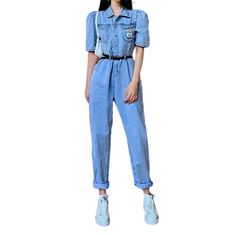 Take your trend back to the '90s with our light denim overall from the 2023 Spring-Summer Collection! Crafted with premium quality denim. these overalls boast a unique distressed pattern and a signature loose fit. Complete with a resilient zipper and stylish button closure. they promise both comfort and style.Why You'll Love It: 90s Alternative Vibe: Inspired by iconic '90s grunge fashion. these overalls exude an effortlessly cool attitude. Distinctive Distressed Pattern: Expertly crafted wear a Light Wash Cotton Overalls For Spring, Spring Medium Wash Denim Jumpsuit With Pockets, Light Wash Overalls For Spring, Spring Light Wash Cotton Overalls, Light Blue Jeans With Pockets For Summer, Light Blue Summer Jeans With Pockets, Spring Light Wash Relaxed Fit Denim Jumpsuit, Light Wash Relaxed Fit Denim Jumpsuit For Spring, High Rise Denim Blue Cotton Jumpsuit