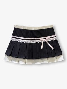 Introducing the vienna skirt, cut from premium fabric. Featuring a bow lace bandage design, striped pattern, and pleated style. Sculpt and shape your silhouette for an hourglass figure. Simple Skirt Design, Striped Pleated Fitted Skirt, Elegant Fitted Skirt With Contrast Lace, Pleated Skirt Pattern, Black Mini Skirt Outfit, Bandage Design, Dr Wardrobe, Bow Skirt, Diy Skirt