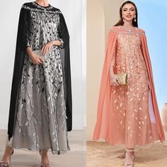 #ad Find ideas�and inspiration for Luxury Embroidery Muslim Women Kaftan Dubai Abaya Maxi Dress Islamic Caftan Gown, Fashion Party Clothing Abaya Cape, Embroidery Abaya, Dubai Women, Dress Islamic, Luxury Embroidery, Mesh Embroidery, Dubai Abaya, Gown Fashion, Islamic Dress