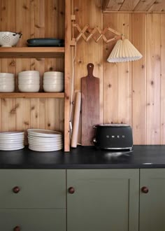 the kitchen is clean and ready to be used for dinner or desserts on the table