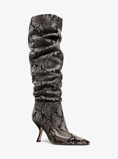 Luna Snake Embossed Leather Boot | Michael Kors Aka Christmas, Snake Boots, Favorite Boots, Pointed Toe Heels, Leather Boot, Heel Type, Emboss, Embossed Leather, Leather Boots