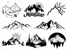 Mountain Clip Art, Mountain Clipart, Mountain Svg, Mountain Silhouette, Forest Scenery, Pop Up Market, Svg Images, Tree Silhouette, Silhouette Svg