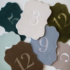 the numbers are numbered in different colors and sizes, including one for each letter on the label