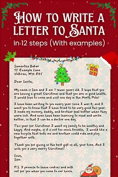 a christmas letter to santa with the text how to write a letter to santa in 12 steps with examples