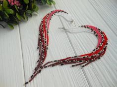 Seed bead earrings Extra long beaded earrings Fringe earrings to shoulder Red earrings dangle Bohemian Beaded Jewelry For Valentine's Day, Valentine's Day Jewelry With Dangling Beads, Valentine's Day Bohemian Beaded Jewelry, Valentine's Day Dangling Beads Jewelry Gift, Valentine's Day Jewelry With Dangling Beads As Gift, Valentine's Day Jewelry Gift With Dangling Beads, Valentine's Day Gift Jewelry With Dangling Beads, Red Dangle Beaded Necklaces As Gift, Red Earrings Dangle