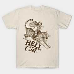 Vintage Cowgirl Hell Cat T-Shirt - Retro Cowgirl Western Shirt - Aesthetic Tee - Tiger Shirt - Funny Trendy Shirt - Gift for Her or Him -- Choose from our vast selection of Crewneck and V-Neck T-Shirts to match with your favorite design to make the perfect graphic T-Shirt. Pick your favorite: Classic, Boxy, Tri-Blend, V-Neck, or Premium. Customize your color! For men and women. Retro Shirts Vintage Graphic Tees, Retro Shirts Vintage, Unique Tshirt Designs, Hell Cat, Retro Cowgirl, Trail Ride, Vintage Graphic Tees, Tiger Shirt, Shirt Aesthetic