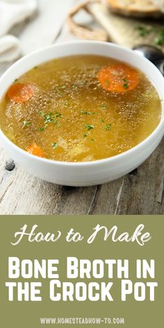 a bowl of bone broth in the crock pot