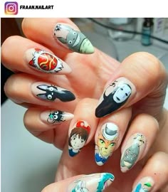 Studio Ghibli Nail Art, Ghibli Nail Art, Ghibli Nails, Anime Nail Art, Anime Nail, Nails Today, Baby Nails