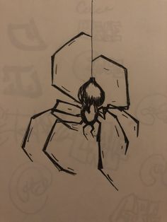 a drawing of a spider hanging upside down