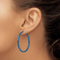 Product Specification Earring Closure Wire & Clutch Earring Type Hoop Finish Polished Gender Women's Item Weight U/M Gm Jewelry Type Earrings Length 34 Mm Material Stainless Steel Material Color White Plating IP-Plated Plating Color Blue Product Type Jewelry Sold By Unit Pair Thickness 2 Mm Width 2 Mm Blue Hypoallergenic Hoop Jewelry, Hypoallergenic Blue Hoop Jewelry, Blue Hypoallergenic Small Hoop Jewelry, Hypoallergenic Blue Small Hoop Jewelry, Blue Hypoallergenic Hoop Earrings, Modern Small Blue Hoop Earrings, Modern Blue Hoop Jewelry, Blue Round Hoop Earrings For Everyday, Blue Nickel-free Hoop Earrings For Everyday