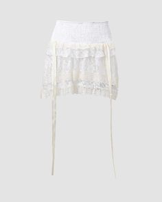 Details: Ruffled skirt with strings designSkirt Length: ShortMaterials:95% Polyester + 5% Spandex Cream Tiered Ruffled Mini Skirt, White Ruffled Flowy Mini Skirt, White Tiered Mini Skirt With Lace Trim, Cream Ruffled Mini Skirt, White Lace Ruffled Mini Skirt, Ruffle Skirt, White Skirts, Skirt Length, Spandex