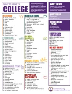 a college student's checklist for the upcoming year