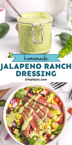 the recipe for jalapeno ranch dressing in a bowl