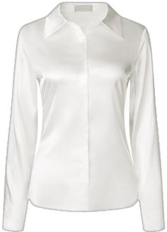 Elegant Satin Button-up Blouse, Classic Satin Button-up Tops, Sleek Satin Blouse, Sleek Satin Finish Blouse For Formal Occasions, Classic Satin Shirt For Workwear, Sleek Satin Finish Blouse For Work, Classic Satin Button-up Blouse, Sleek Satin Shirt, Sleek Satin Collared Shirt