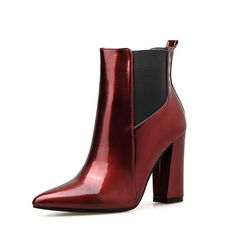 Material: PU Size: CN35, CN36, 37, CN38, CN39, CN40 Color: Red Wine Heel Height: About 9CM Style: Club, Casual, Street, Daily Pattern Type: Solid Shoes Length: Ankle Boots Occasion: Party, Street, Daily, Spring, Fall Package Contents: 1* Shoes, without Accessories. Wine Heels, Leather High Heel Boots, Leather Chelsea Boots, Ankle Bones, Designer Boots, Winter Shoes, High Heel Boots, Chunky Heel, Leather Ankle Boots