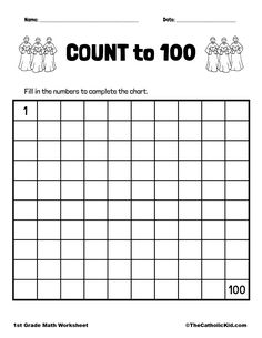 a worksheet for counting the numbers to 100