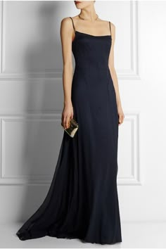 ESTEBAN CORTAZAR Silk-chiffon gown Black Gowns, Fancy Gowns, Silk Gown, Jennifer Fisher, Chiffon Gown, Wedding Dinner, Black Gown, Beautiful Gowns, Bridesmaids Dresses