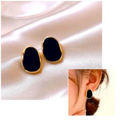 Irregular Black Stud Earrings Retro Elegant Style Alloy Jewelry Daily Wear Accessories Trendy Black Everyday Earrings, Trendy Black Evening Earrings, Modern Black Earrings For Party, Trendy Black Earrings For Evening, Chic Black Evening Earrings, Trendy Black Earrings For Gift, Trendy Black Evening Jewelry, Trendy Black Formal Jewelry, Chic Black Metal Earrings