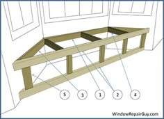 the diagram shows how to build a bed frame for a small room with no walls