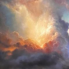 an oil painting of clouds in the sky