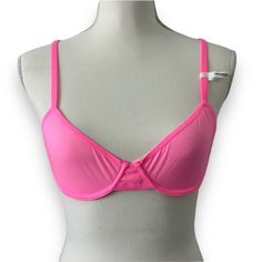 Brand New With Tags And Manufacturer Packaging Aerie By American Eagle Smoothez Unlined Mesh Bra In Neon Pink Buttery Smooth, Light As Air & Barely There Bras. Make Your Match! Unlined: Like A Bralette, Plus Underwire Demi Coverage: Lower Cut Bras With Medium Coverage Cup Gives You Lift & Support Without Extra Padding Our Most Comfortable & Smoothing First Layers Stretchy, Super Soft, Breathable & Lightweight Mesh Adjustable Straps For A Fit That's All You Flexible Wire Made For Movement & Comfo Full Coverage Stretch Summer Bra, Summer Full Coverage Swim Bra, Partially Lined Fitted Bra For Beach, Full Coverage Pink Swimwear With Built-in Bra, Pink Full Coverage Swimwear With Built-in Bra, Summer Underwire Bra Partially Lined, Full Coverage Bra With Adjustable Straps For Summer, Pink Low-cut Bra With Removable Pads, Low-cut Pink Bra With Removable Pads