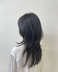 Korean Hime Haircut, Slide Layer Haircut, Wolfcut Hair Long Straight Unstyled, Lazy Haircuts, Hush Cut Straight Hair, Hush Haircut With Bangs, Korean Wolf Cut Long Hair, Heavy Layered Hair, Hush Cut With Bangs