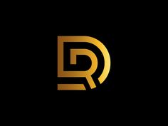 the letter d is made up of gold and black letters on a black background,