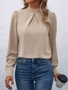 Winter Blouses, Batwing Sleeve Blouse, Mock Neck Blouse, High Neck Long Sleeve, Puff Sleeve Blouse, Van Heusen, Tops Fall