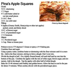 the recipe for pineapple apple squares is shown