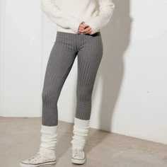 Upgrade Your Winter Wardrobe With Our Ribbed High Waist Cozy Sweater Leggings! Made With A Soft, Warm Material, These Leggings Offer A Comfortable Fit While Keeping You Stylish. The High Waist Design Provides A Flattering Silhouette And The Ribbed Texture Adds A Touch Of Uniqueness. Stay Cozy And Chic All Season Long! Complete The Look: Pair With Sandals And Tank Top For A Chic Spring Outfit. Add A Sweater And Beanie For A Stylish, Layered Look. Dress It Up With Sweater Tunic And High Heels For Winter Romper, Sweater Leggings, Fall Winter Dresses, Sweater Tunic, Winter Outerwear, Soft Cute, High Waist Leggings, Ribbed Leggings, Knit Leggings