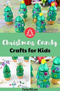 christmas candy crafts for kids to make and sell on the table with text overlay