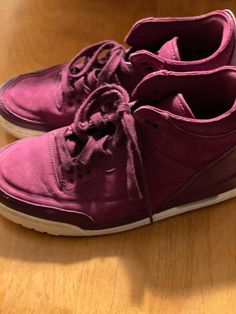 Nike Air Jordans in purple suede, size women’s 7 in excellent condition. Marked 6.5 but I think there’s a little room. Only worn for photo shoot. Casual Purple Suede Sneakers, Purple Suede Sneakers With Round Toe, Purple Suede Lace-up Sneakers, Nike Air Jordans, Purple Suede, Fenty Puma, Bow Sneakers, Puma Sneaker, Air Jordans