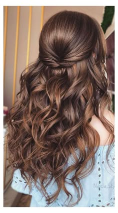 Simple Prom Hair, Ball Hairstyles, Formal Hair, Half Updo, Hairdo For Long Hair, Long Wavy Hair