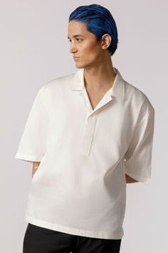 An oversized cotton casual shirt, designed with half sleeves and featuring a half-placket detail. Fit:Comfort fitColour: Off whiteFabric: Glaze cotton