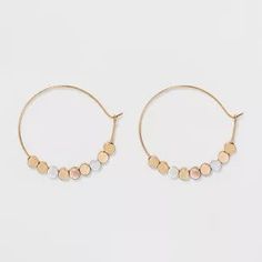 Brass beads Hoop Earrings - Universal Thread™ Gold #earrings #jewelry #affiliatelink Hoop Jewelry With Gold Beads, Gold Beads Hoop Jewelry In Metal, Gold Beads Hoop Jewelry, Gold Beaded Metal Hoop Jewelry, Raw Stone Jewelry, Brass Hoop Earrings, Geode Earrings, Brass Beads, Statement Drop Earrings