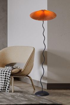 Squiggle Floor Lamp - SamuLighting Squiggle Floor Lamp, Squiggle Lamp, Squiggle Table, Funky Lamps, Beautiful Floor Lamps, Linen Lampshade, Standing Lamps, Red Lamp, Eclectic Aesthetic