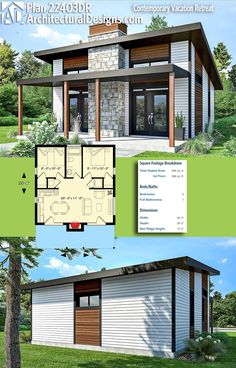 two story house plan with 2 car garage and attached living area, including an open floor plan