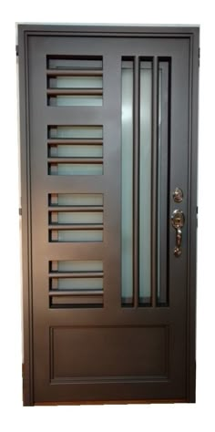 an image of a modern steel door with glass inserts on the front and side panels