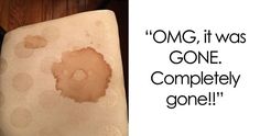 there is a brown stain on the back of a chair and it says omg, it was gone completely gone