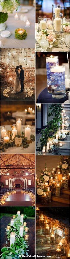 many different pictures with candles and flowers on them