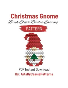 the christmas gnome pattern is shown in red and white, with text that reads'christmas gnome