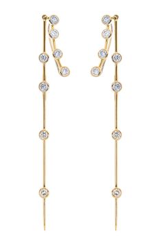 UNIFORM OBJECT-Climber Stick Earrings-YELLOW GOLD Earrings Climbers, Diamond Climber Earrings, Firefly Jewelry, Diamonds Are Forever, Jewellery Exhibition, Diamond Choker Necklace, Stick Earrings, Gold Outfit, Frizz Free Hair