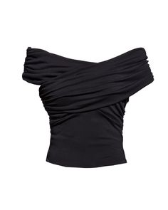 Our Joni Crossover Top is the perfect way to make a statement! Made of super stretchy liquid jersey crepe, this flattering off-the-shoulder top features ruching on the bodice and sleeves. For an all black ensemble that'll turn heads, pair it with our Joni Convertible Skirt! True to size for a fitted look - you won't want to miss out on this fabulous piece! Dry clean only. A sleeveless plus size top means versatility for workwear and weekend outfits AS by DF Joni Crossover Top | Black | Tops | Ma Luxury Black Scoop Neck Tops, Luxury Fitted Black Crop Top, Luxury Fitted Bodice Black Top, Tops For Women Uk, Luxury Black Fitted Bodice Top, Designer Tops For Night Out, Cheap Fitted Party Tops, Cheap H&m Tops For Night Out, Luxury Designer Navy Tops