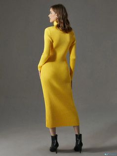 OrcaJump - Chic Urban Turtleneck Long Sleeve Sweater Dress Turtleneck Long Sleeve, Autumn Dress, Long Sleeve Sweater Dress, Urban Wear, Types Of Dresses, Sleeve Sweater, Long Sleeve Sweater, Dress Length, Sweater Dress