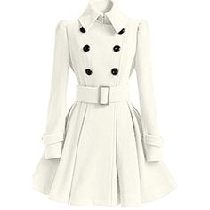 Don't be out in the cold this winter season. This classic peacoat is a wool blend with a double-breasted collar. This is a timeless style with a bit of sass with the flared skirt. Come in 7 trendy colors... get yours today. White Wool Coat, Cardigan Rosa, White Trench Coat, Winter Coat Dress, Winter Work Wear, Mode Tips, Plus Size Pullover, Wool Winter Coat, Long Overcoat